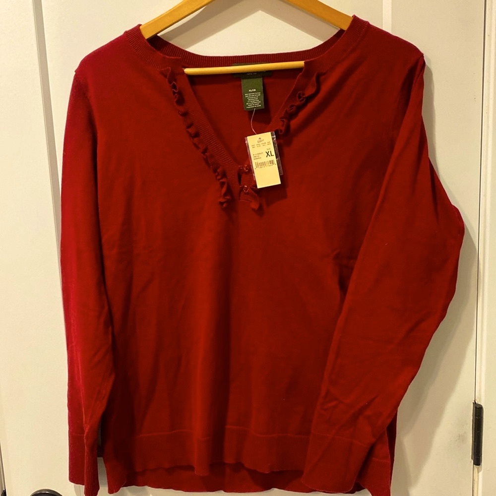 NWT Eddie Bauer wine red sweater.